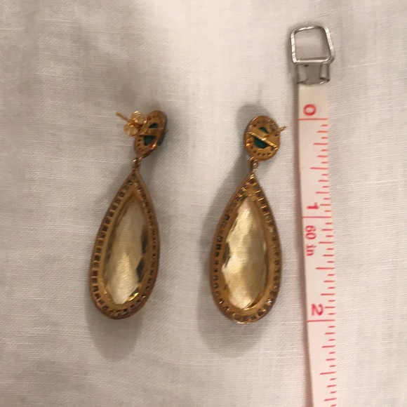 Jennifer Miller YG/SS Citrine/Dia/Emerald Earrings - Picture 5 of 8